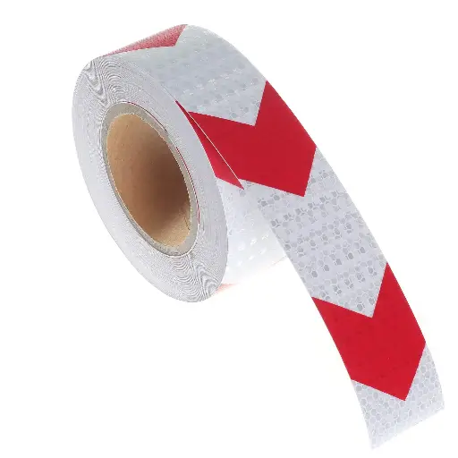 شريط عاكس 3"*25 متر ابيض سهم احمر 