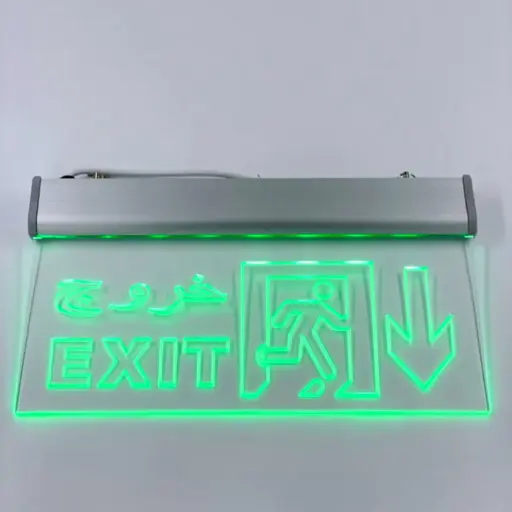 لوحة مخرج طوارئ شفاف (سهم تحت)